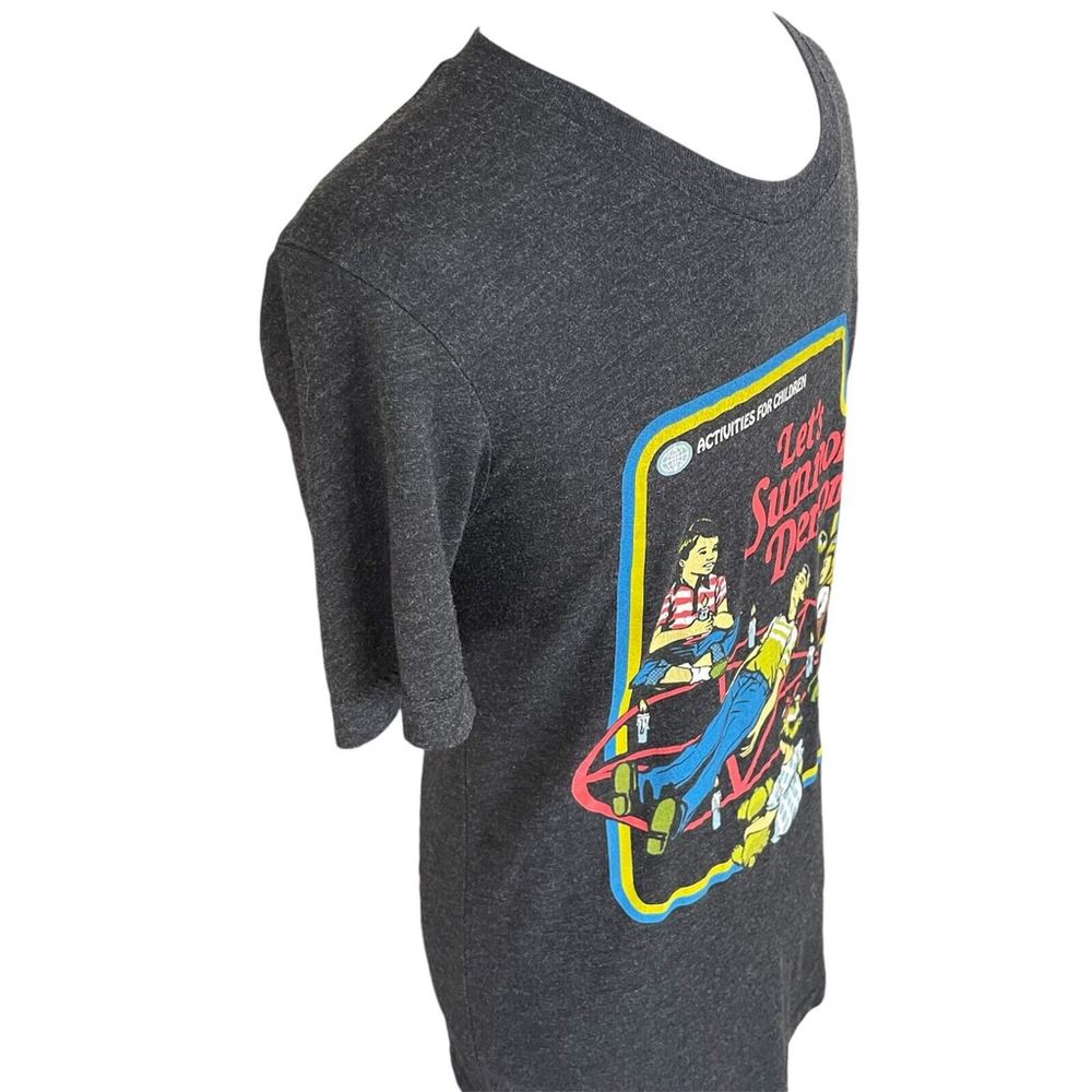 Canvas Graphic T Shirt Small Charcoal Lets Summon Demons - Picture 7 of 9